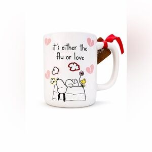 Rae Dunn x Peanuts - Snoopy Valentine’s Day Mug – “It’s Either the Flu or Love”